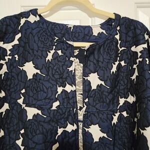 Lane Bryant Womens Navy Floral Open Front Jacket Cardigan Bell Sleeve Top 14/16